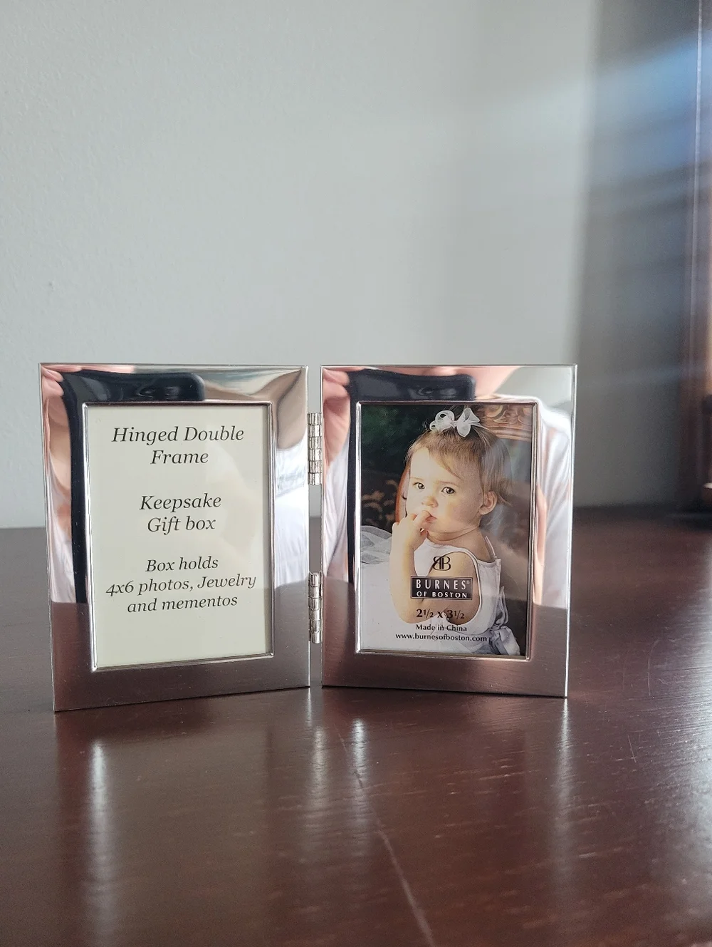 Burnes Of Boston Y2K Silver Hinged Double Picture Frames, 2.5